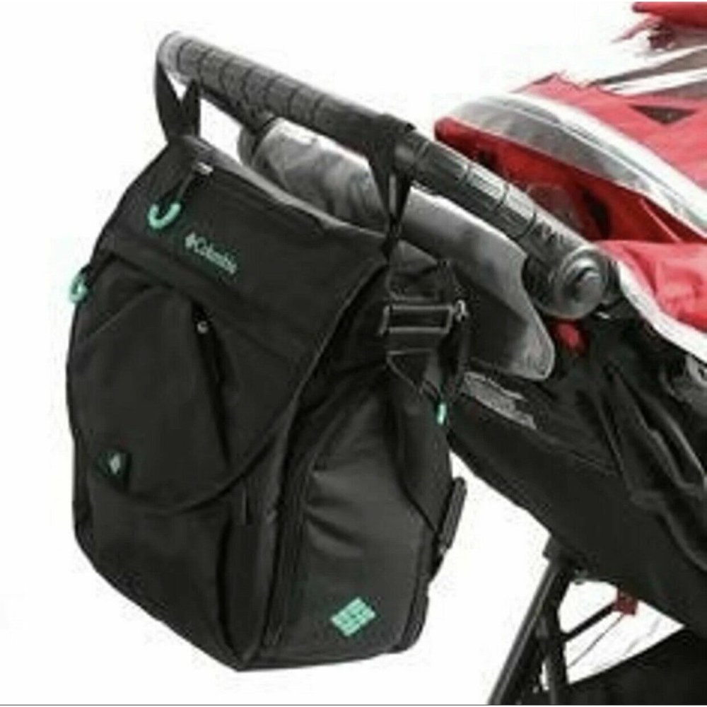 Columbia Expandable Black Nylon Cross Body Diaper Bag Multi Pockets Backpack - Picture 3 of 6